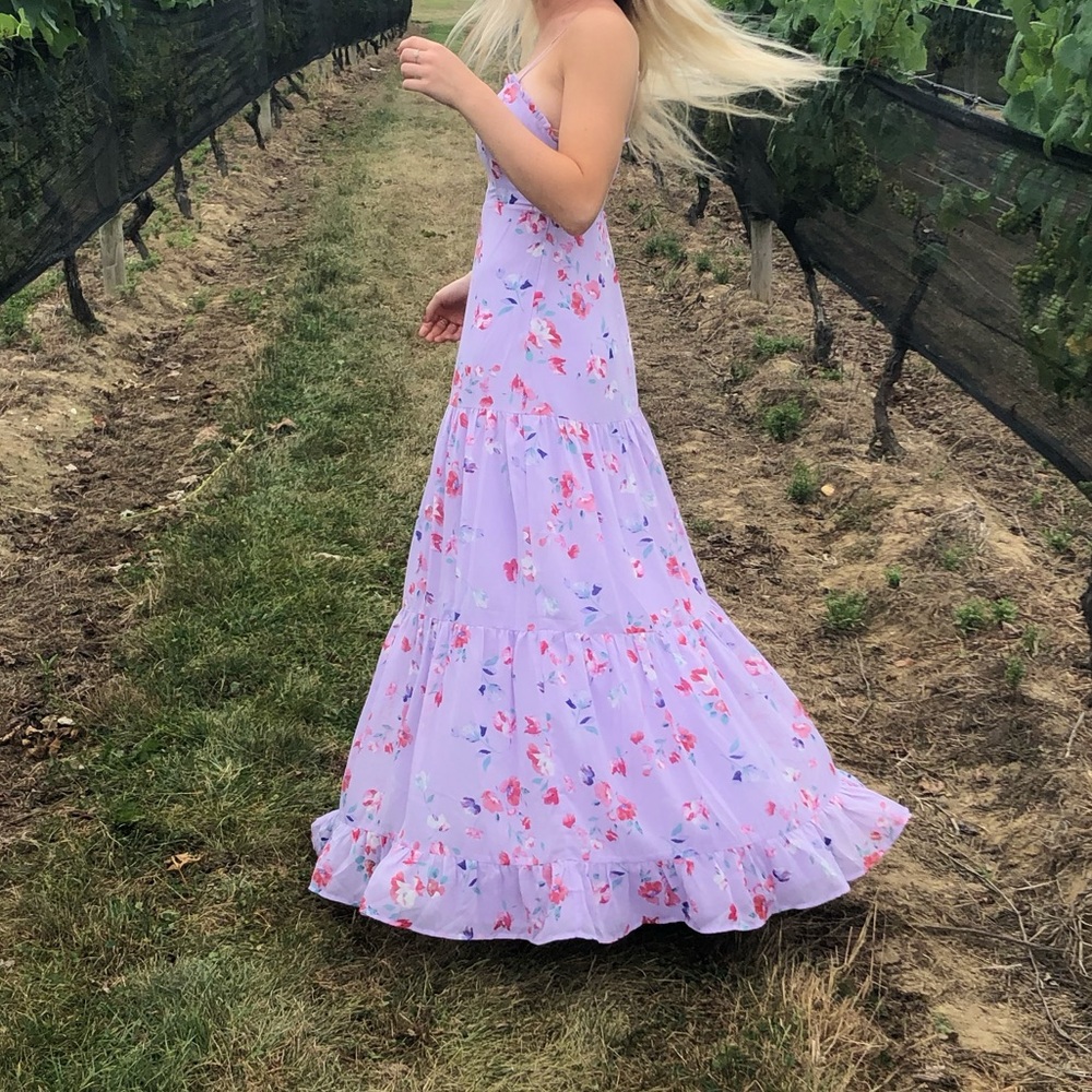 Lulu's Lavender Floral Maxi Dress